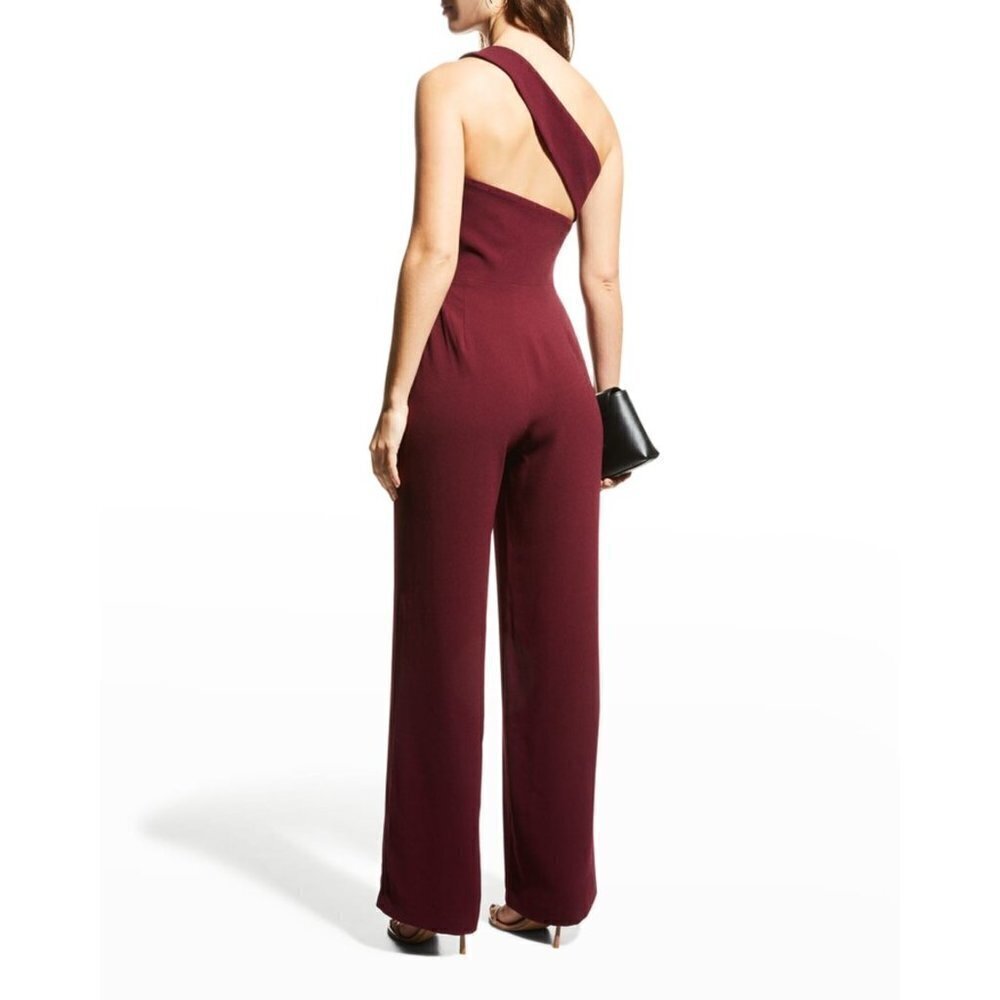 Dress The Population Filippa One-Shoulder Jumpsuit Size-X-Small-Color Burgundy - Picture 6 of 7